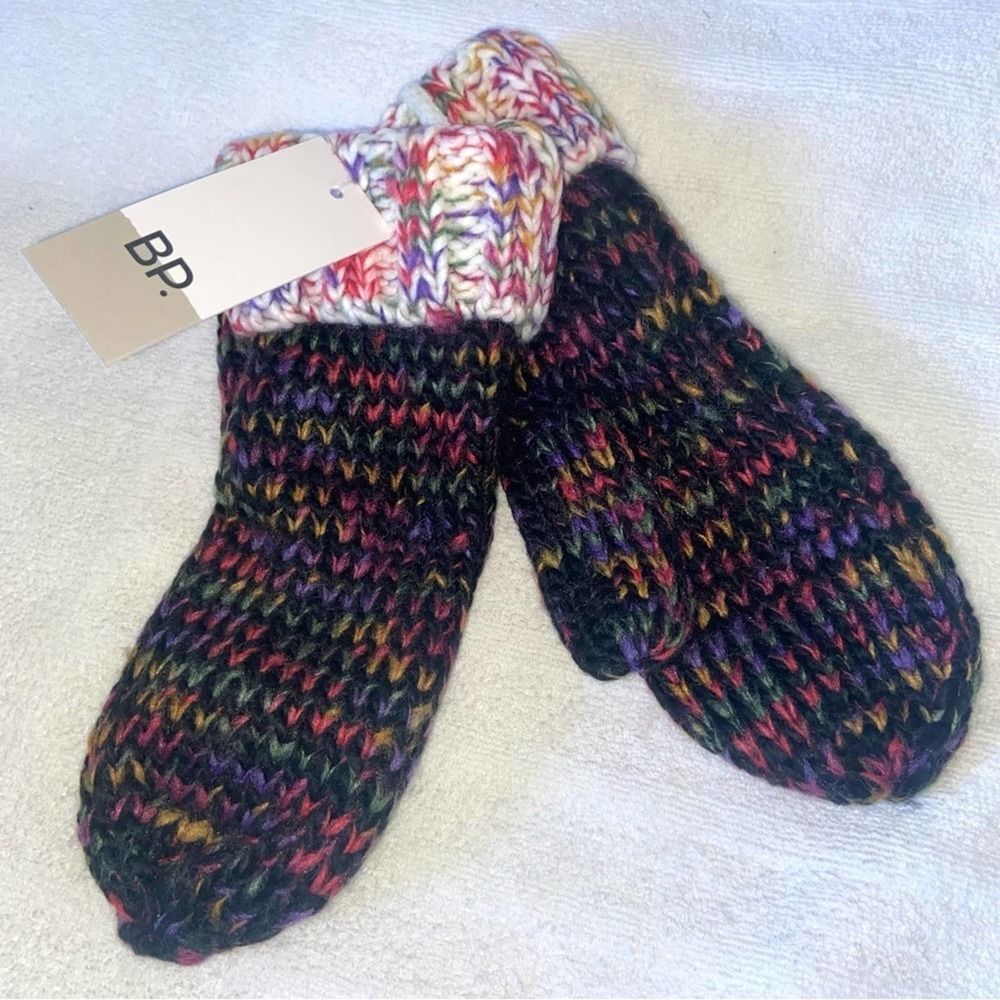 NWT BP Nordstrom Mittens Black and Pink Multi M/L !